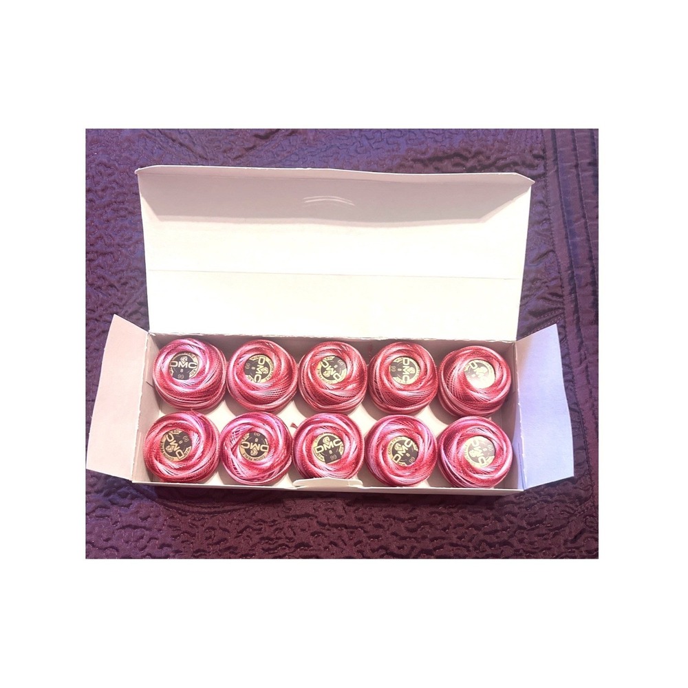 DMC Coton Perle Size 8 #99 Variegated Pink Pearl Cotton Box of 10 NIB Rare Find